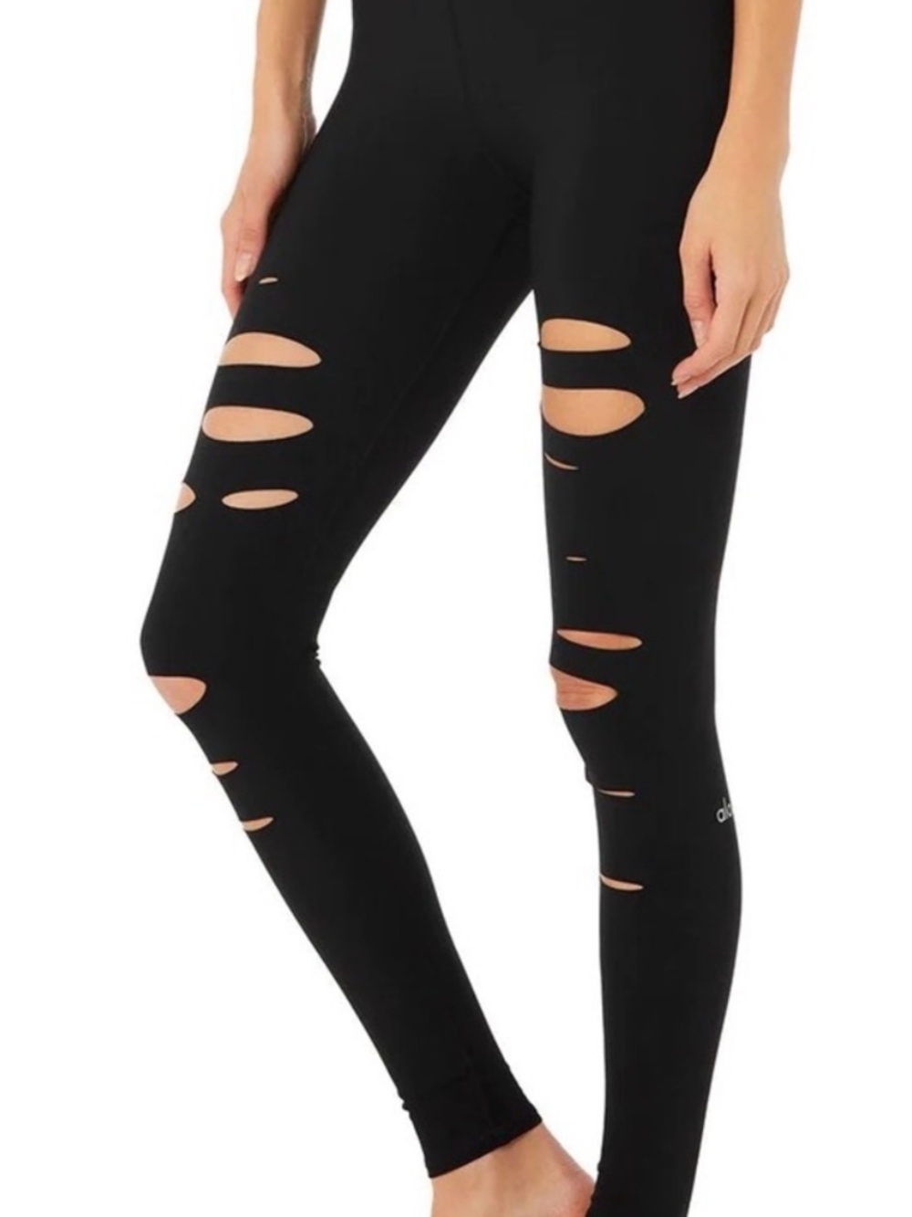 Alo Yoga Ripped Warrior Leggings Black High Waist XXS